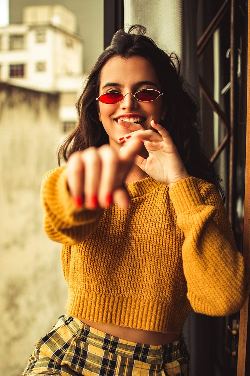 COASION Vintage Small Oval Aesthetic Sunglasses Retro for Women Men Hippie Cool Metal Frame Sun Glasses (Gold Frame/Red Lens) - Image 3